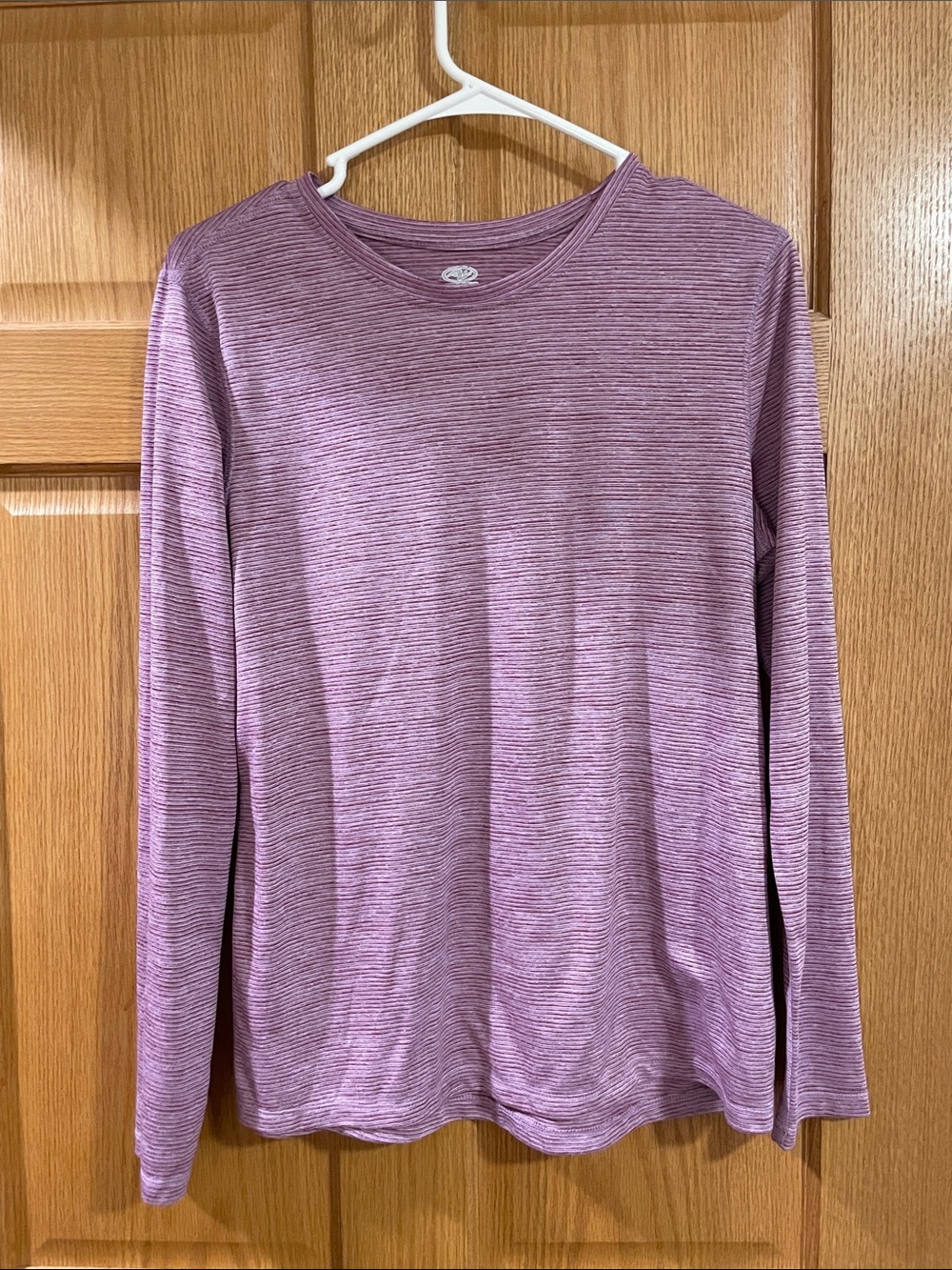 Athletic Works Women's Long-Sleeve Striped Crewneck Top - Mauve/Pale Pink